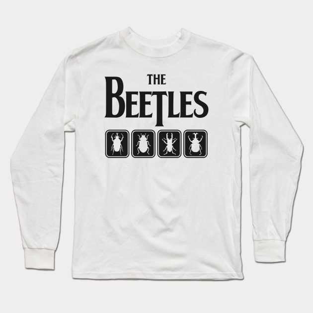 The Beetles: Punny Parody Classic Rock and Roll Silhouette Design Long Sleeve T-Shirt by TwistedCharm